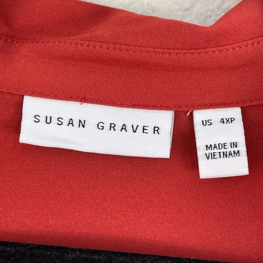 Susan Graver Woman Plus 4XP Rust Button Up Tunic Top Shirt Pockets Long Sleeve - Picture 3 of 10